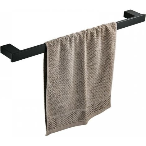 Barra para toallas de baño negra de 40 cm, barra para toallas de baño montada en la pared de acero inoxidable SUS 304, barra para toallas individual (1/5)