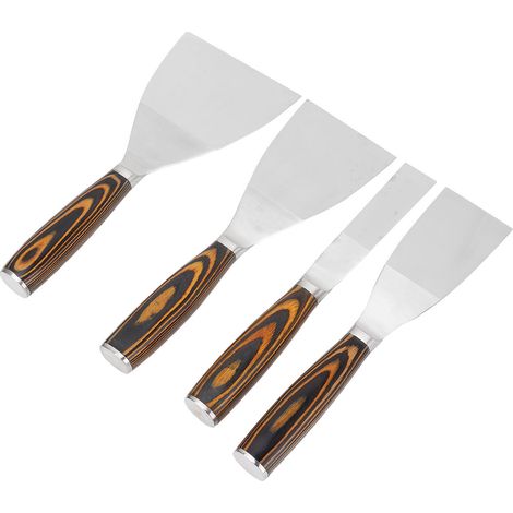 Lot de 4 lisses à plâtre en acier inoxydable et hêtre, outils à main pour finition de plaque de plâtre avec sac de rangement (1/5)