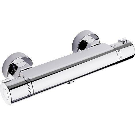 Shower fitting with thermostat, shower mixer tap with thermostat, shower faucet, shower rail with anti-scald valve, chrome, brass