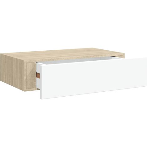 Maison Exclusive - Mensola a muro con cassetti in rovere e bianco 40x23,5x10 cm MDF (1/5)