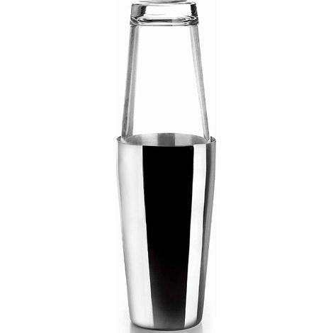 Cocktail Shaker Professionale in Acciaio Inox con 2 Bicchieri, Capacità 800ml + 500ml [Grigio]..