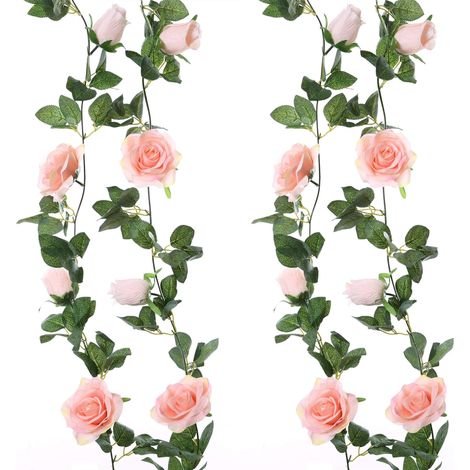 Lot de 2 guirlandes Florales artificielles Roses de 4 m à Suspendre pour Mariage, Centre de Table, Arrangement, fête prénatale, tipi, Miroir (1/5)