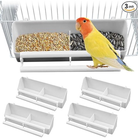 gamelles pour oiseaux : colonne de nourriture avec support - Accessoires de cage à suspendre - Mangeoire - Bol d'eau pour perroquets et sauvages (1/5)