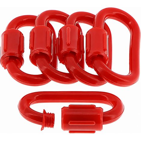 Anello di giunzione per catena di plastica rossa e bianca, 5 pezzi.