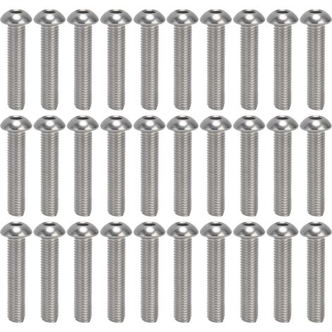 Lot de 30 vis à tête bombée hexagonale M10x50 en acier inoxydable A2, filetage M10x1.5 grossier, kit de fixation (1/5)