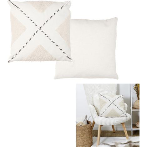 Coussin - HOME DECO FACTORY - Tufté - Géométrique - Beige (1/5)