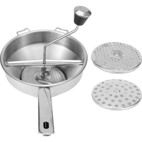 Moulin À Légumes - Acier Inoxydable 201 - 3 Disques Râpe Égouttoir Écraseur - Pour Purée Soupe Compote Aliment Bébé - 35,1 x 9,5 x 20,7 cm - 1 Pièce (1/5)