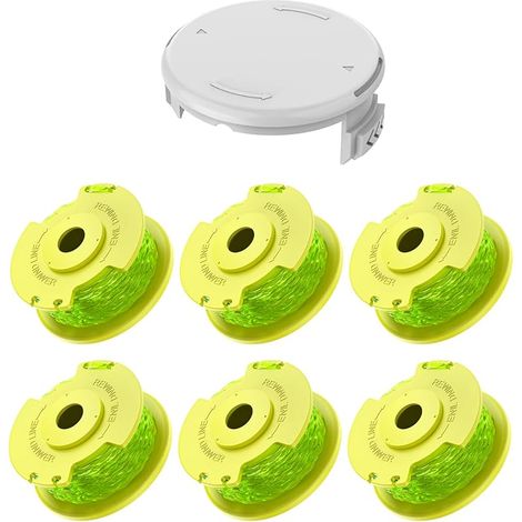 7 Pack Bobine Fil Coupe Bordure remplacements pour Ryobi One + AC14RL3A 18v 24v 40v Coupe Bordures, Bobine Ø 2mm, Longueur 3,3m (6 Fil Coupe Bordure,1 Couvercle) (1/5)