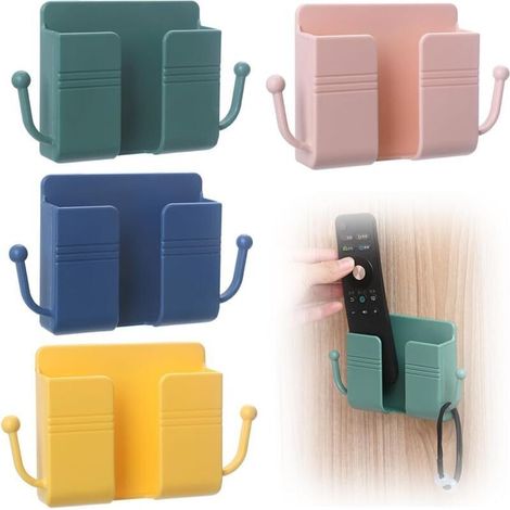 Boîte de Rangement à Télécommande Mural, Auto Adhésive Support Telecommande Mural, Boîte De Rangement Pour Rack De Charge De Téléphone, pour Entrée, Salon, Chambre (4 pièces)