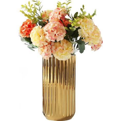 Vase Minimaliste Nordique en céramique de 17,8 cm, décoration créative de la Maison, Bureau, Centre de Table, Table et Mariage, fête prénuptiale – Finition dorée (1/5)