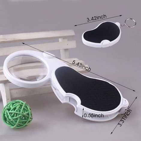 Loupe De Poche - 5X - Éclairée À LED Automatique - Pliable Avec Porte-Clés - Pour Lecture Bijoux Antiquités Et Inspection Sur Terrain - 45 mm - 1 Pièce (1/4)