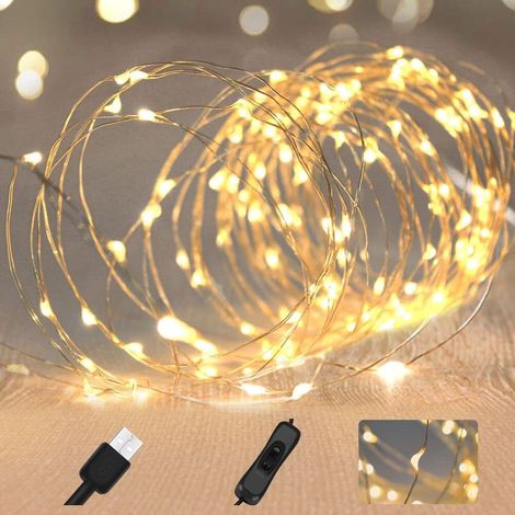 Guirlande lumineuse USB, 100 LED, 10 m (39 pi), étanche, pour chambre, jardin, mariage, Noël,[Efficacité énergétique G] (1/5)