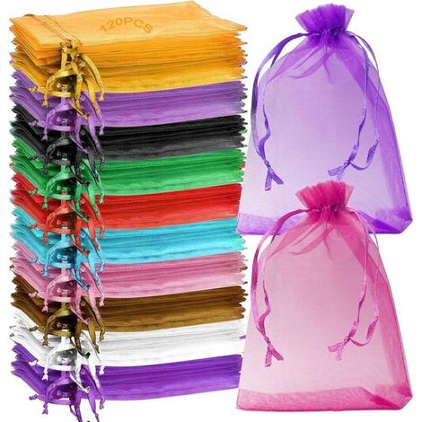 Organzabeutel Geschenktüten, Schmuckbeutel Aufbewahrung für Kleinigkeiten mit Kordelzug 10 x 15 cm 12 Farben