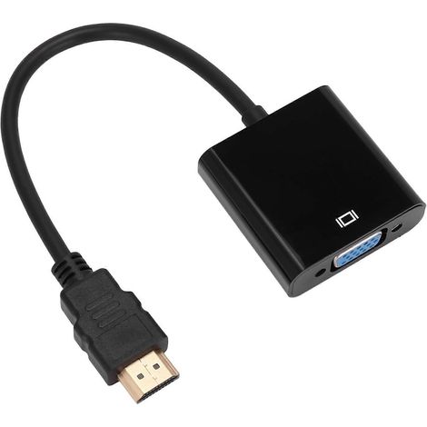 Adaptateur convertisseur vidéo HDMI vers VGA, HDMI mâle vers VGA, RGB femelle, câble mâle vers femelle, 1080p, compatible PC, adaptateur convertisseur mâle vers femelle (noir). (1/5)