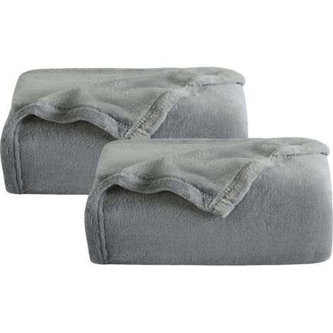 SWANEW Coperta a quadri 2x - Grigio scuro 220x240cm - Morbida e resistente - Tutte le stagioni (1/5)