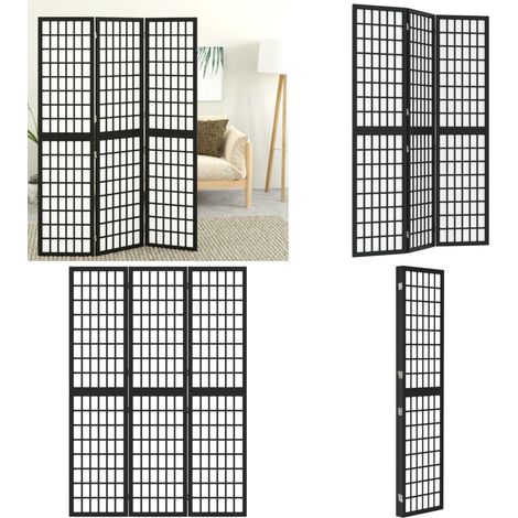 Cloison de séparation pliable 3 panneaux 120x170 cm Noir - Cloison De Séparation - Séparateur Pièce - Écran D'intimité - Décoration Murale - Style Japonais - Home & Living (1/5)