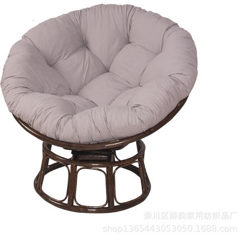 Papasankissen rund gesteppt, dicke bequeme Stuhlauflage, einfarbige Rattan-Gartenstuhlauflage, Hängesesselauflage (grau, 100 x 100 cm) – ohne Stuhl – MSBD