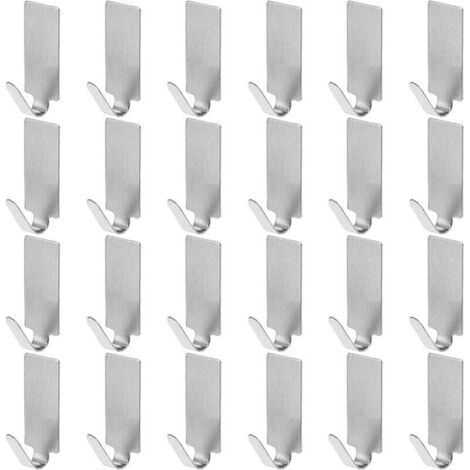 24pc Adhesive Hooks, Stainless Steel Hooks, Self-Adhesive Hooks, Wall-Mounted Adhesive Hooks, Stainless Steel Towel Racks, for Kitchen, Bathroom, Balcony