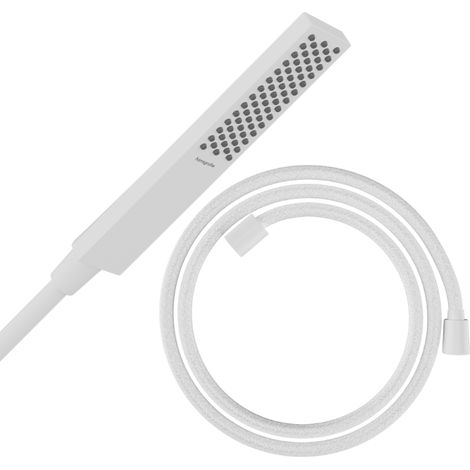 Pommeau de douche HANSGROHE Pulsify E 100 EcoSmart blanc mat + flexible de douche HANSGROHE Designflex 160 cm blanc mat