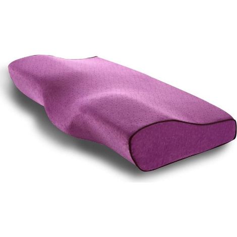 Cuscino ergonomico di supporto cervicale in memory foam - Traspirante, lavabile, ortopedico, ideale per chi dorme sul fianco o sulla schiena (viola) (1/5)