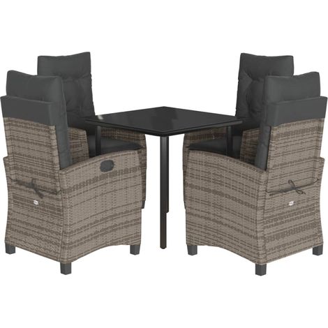 Maison Exclusive - Set da Pranzo da Giardino 5 pz con Cuscini in Polyrattan Grigio (1/5)