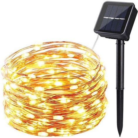 20 M200 LED Guirlande Lumineuse Solaire Extérieure Étanche Fil De Cuivre 8 Motif Clignotant LED Sapin De Noël Guirlande Lumineuse Blanc Chaud-Fei Yu
