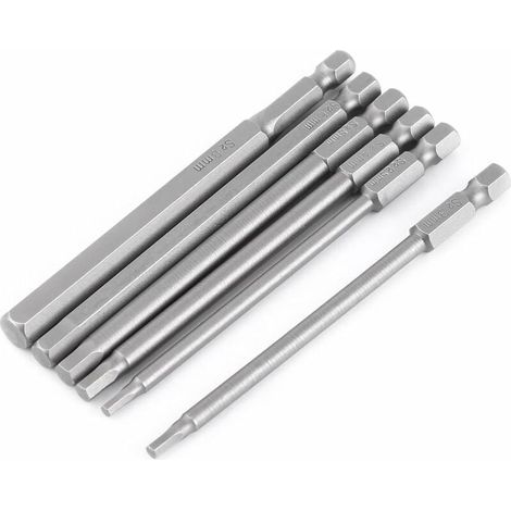 Lot de 6Pcs 100mm H2.5-H8 1/4" Embouts de Vissage Magnétique Extension Tournevis Queue Hexagonal (1/4)