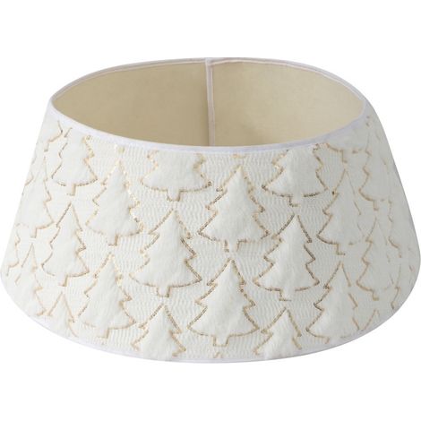 Arceau Pour Arbre De Noël - 60 Cm De Diamètre - En Coton Tissé Et Molleton Doux - Pour Cacher Le Pied De L'Arbre - Blanc - 1 Pièce (1/5)