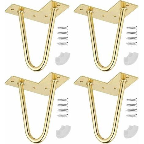 QORVA-6 pouces Pieds de Table en Epingle à Cheveux, 4 Pouces Pieds de Table en Métal Bricolage, (d'or)