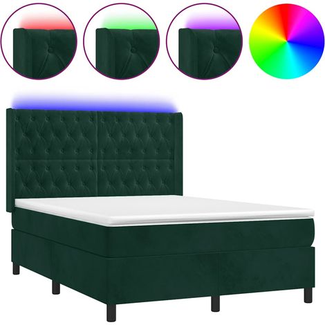 Maison Exclusive - Boxspringbett mit Matratze & LED Dunkelgrün 14 (1/5)