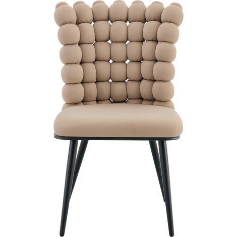 ELVMI Lote de 2 Sillas de Comedor, Respaldo con Cadena de Bolas, Patas Negras, Terciopelo y Metal, Camel (1/5)