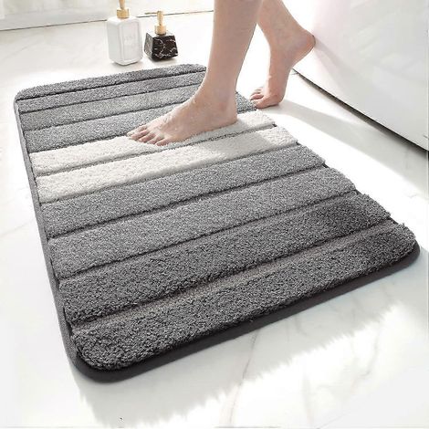 Tapis de bain antidérapant, extra doux, lavable en machine, absorbant, 50 x 80 cm, gris (1/4)