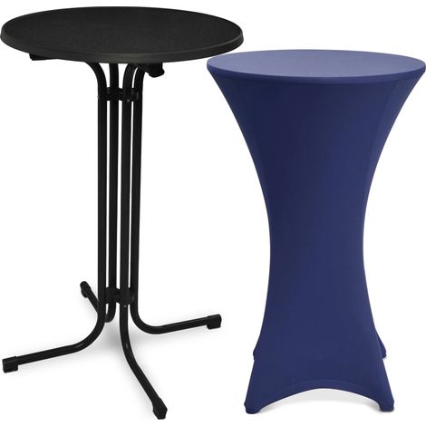 Outdoor Stehtisch Bellini, klappbar, Ø70cm, Blau, mit Husse