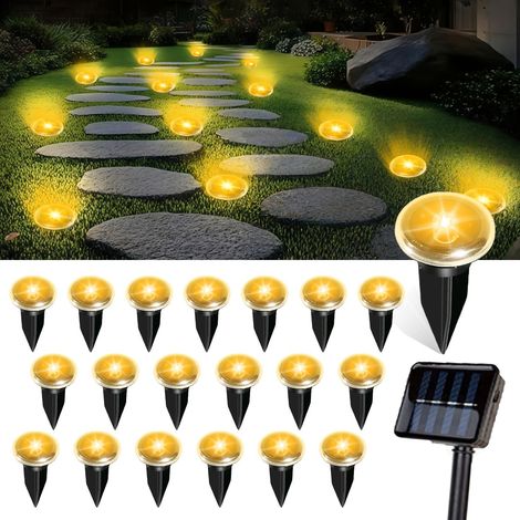 Luci decorative solari da giardino per esterni da 5,8 m - Luci solari a LED per vialetti - IP65, 20 LED, per aiuole, sentieri, prati - luce calda