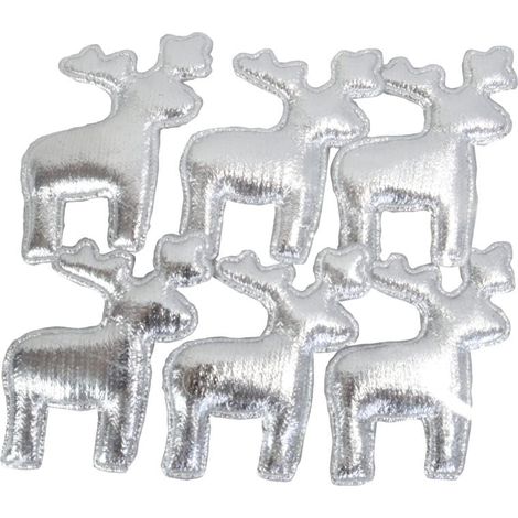 Set di 6 renne argentate realizzate in materiale lucido da incollare (1/3)