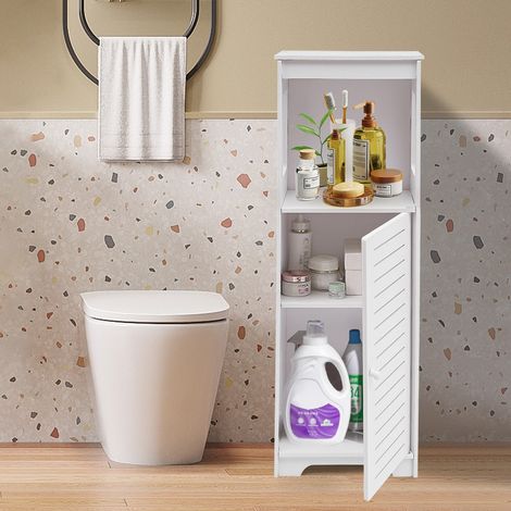 Armario de baño, armario de baño con 3 estantes, armario de baño moderno blanco, armario de baño pequeño. (1/5)