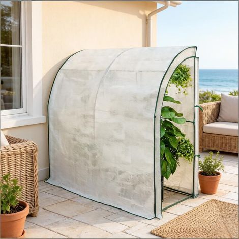 Serre adossée portable en acier galvanisé, serre inclinée pour extérieur, serre de jardin modulaire, 2,5 x 2 x 2 m, gris anthracite