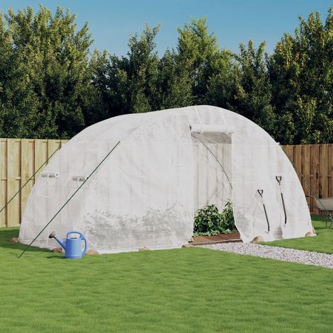 Serre de Jardin Serre d'hivernage Serre tunnel avec cadre en acier blanc 10 m² 5x2x2,3 m NSME4479 (1/5)