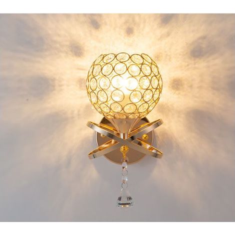 Applique murale moderne en cristal Applique murale d'intérieur avec grande boule de cristal LED Applique murale de chevet vintage pour salle à manger Salon Chambre LED--Sans source lumineuse (dorée) (1/4)