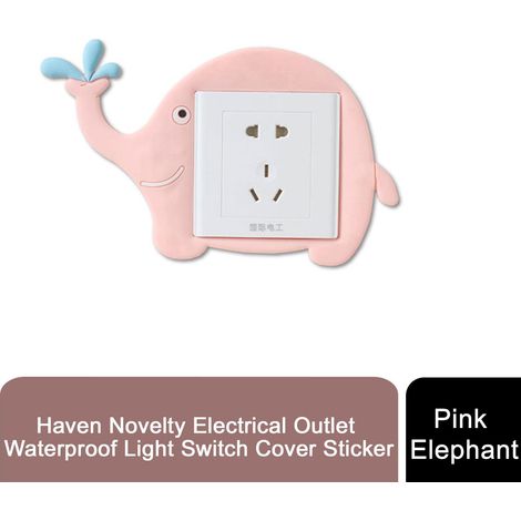 Haven Novelty Electrical Outlet Waterproof Switch Cover Sticker, Pink Elephant (1/5)