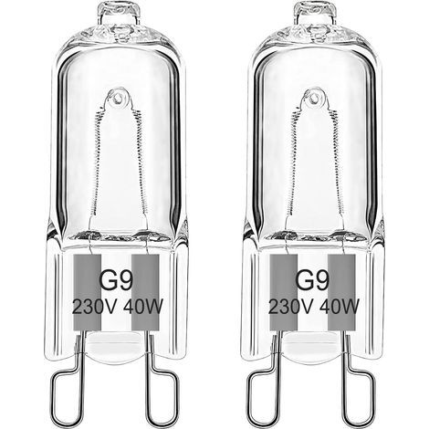 Pack of 2 G9 Halogen Bulbs 40W 230V 300°C Resistant Dimmable For Microwave Ovens (1/5)