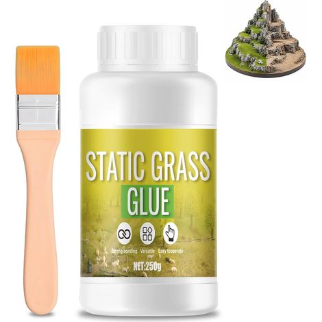 Colle Maquette 250g pour Gazon Artificiel Maquettes et Modélisme  Colle Plastique Modélisme Ferroviaire, Colle D'herbes pour l'herbe Statique en Vrac/ Pelouse/ Forêt/Bois/Scènes de Neige (1/5)