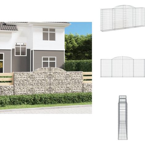 vidaXL Arched Gabion Basket 300x30x120/140 cm Galvanised Iron