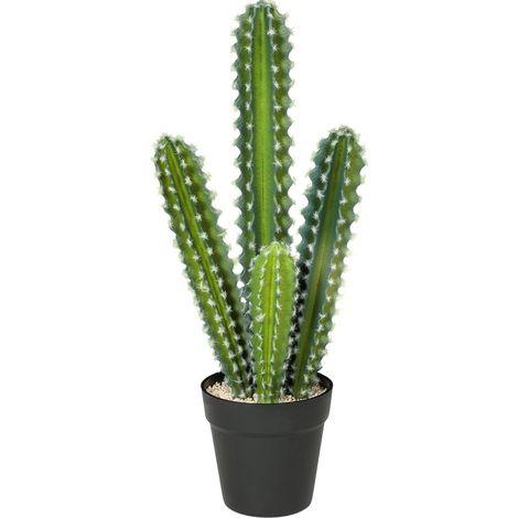 CHICFURN Pianta artificiale cactus 53 cm in plastica verde con vaso per interni (1/5)