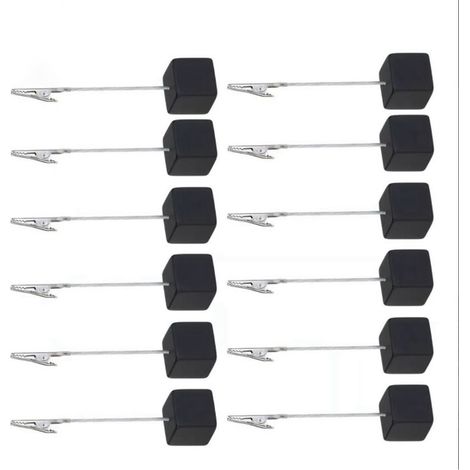 Lot de 12 porte-cartes cubiques en pin décoratif, porte-numéros de table, pince à mémo pour décoration de lit, noir (1/5)