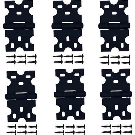 Lot de 6 charnières noires pour portes de placard, fenêtres et armoires. Vis incluses. (1/5)