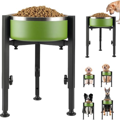 Elevated Dog Bowl - Height and Width Adjustable Dog Bowl - Metal Dog Bowl for Large Medium Small Dogs - Adjustable Height and Width - Black (1/5)