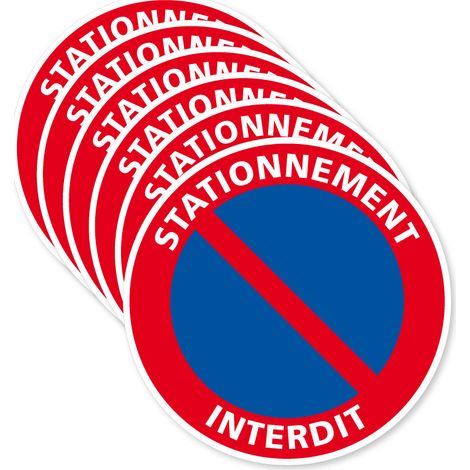 Signaletique.Biz France – Lot de 6 autocollants dissuasifs stationnement interdit – 7,5 cm de diamètre – Pour pare-brise et portes de garage – Avertissement courtois (1/5)