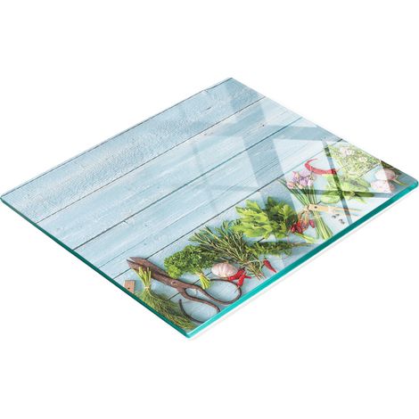 Dekoratives Küchenschneidebrett aus Glas für Gewürze und Kräuter, 60 x 52 cm (1/5)