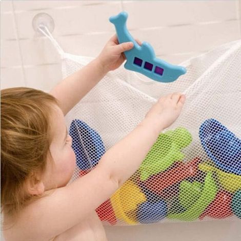 Filet de rangement pour jouets de bain avec ventouses et crochet – Grande capacité, fixation ultra-sûre sur carrelage ou verre (1/5)